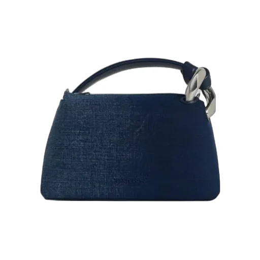Corner Acid Wash Denim Zipped Crossbody Bag