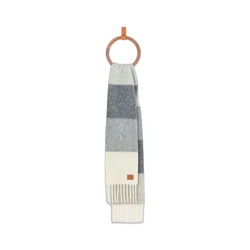Logo Patch Striped Fringed Scarf