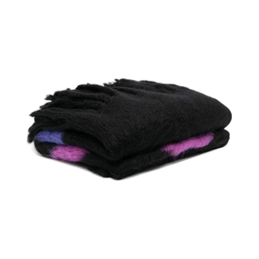 Logo Patch Fringed Blanket