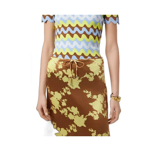 Floral-Printed Satin Skirt