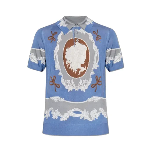 Pattern-Printed Polo Shirt