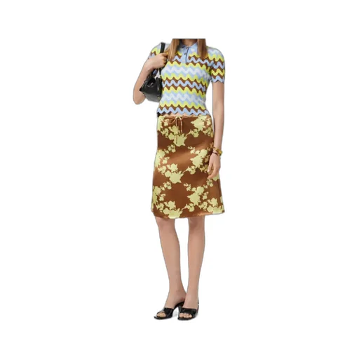 Floral-Printed Satin Skirt