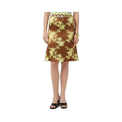 Floral-Printed Satin Skirt