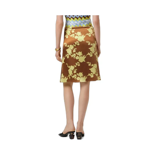 Floral-Printed Satin Skirt