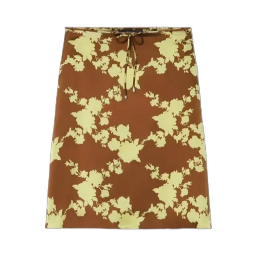 Floral-Printed Satin Skirt
