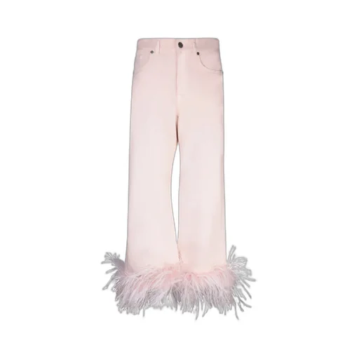 Feather-Trimmed Jeans