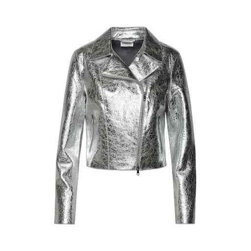 Metallic Leather Biker Jacket
