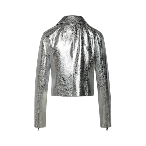 Metallic Leather Biker Jacket