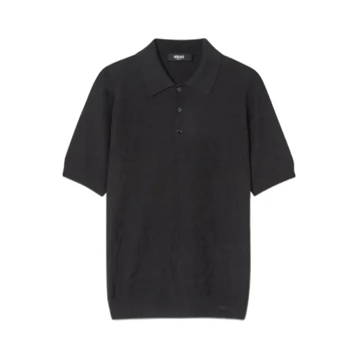 Barocco-Jacquard Short-Sleeved Polo Shirt