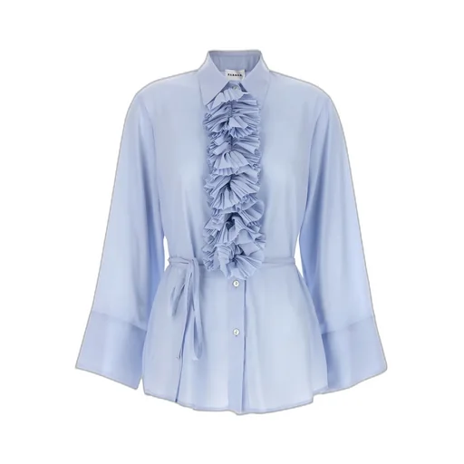 Ruffled Belted Waist Blouse
