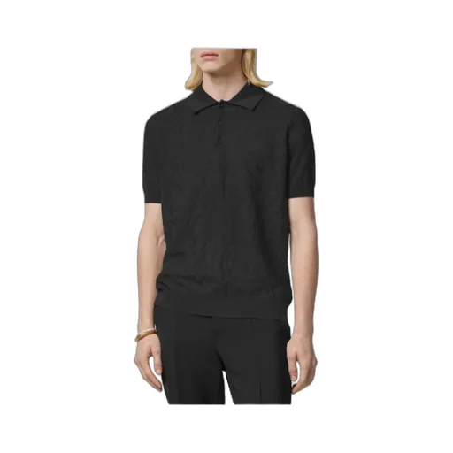 Barocco-Jacquard Short-Sleeved Polo Shirt