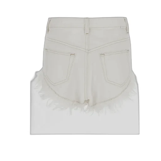 Raw-Edge Denim Shorts