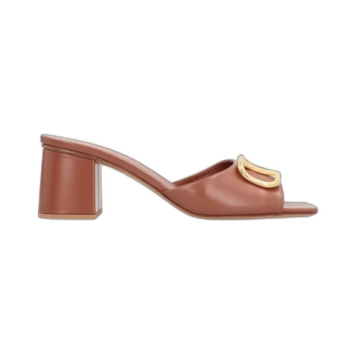 Logo Plaque Open Toe Mules