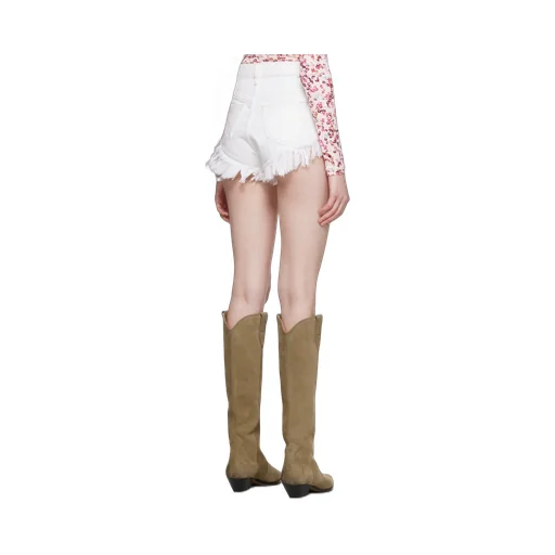 Raw-Edge Denim Shorts