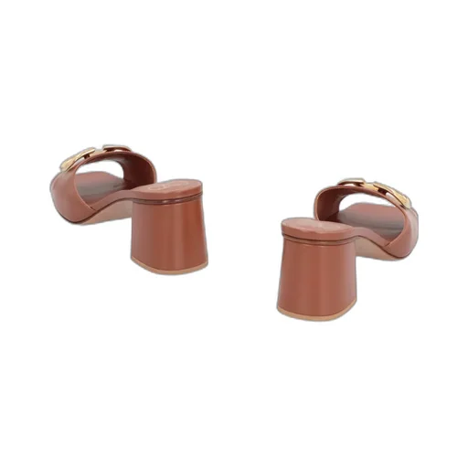 Logo Plaque Open Toe Mules