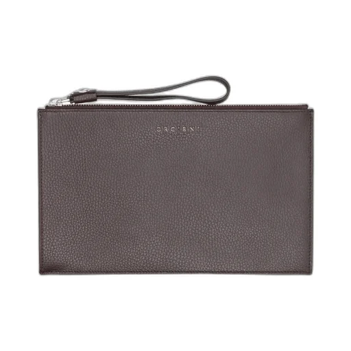 Logo-Lettering Leather Clutch