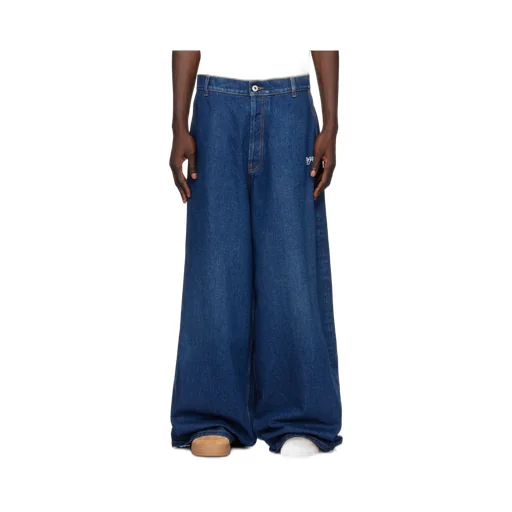 Logo Embroidered Wide Leg Jeans
