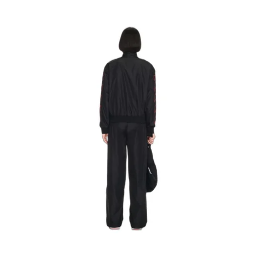 Diag-Stripe Embroidered Straight Leg Pants