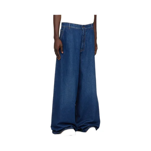 Logo Embroidered Wide Leg Jeans