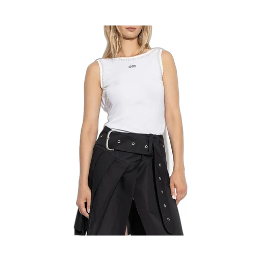 Embellished Sleeveless Ribbed Top
