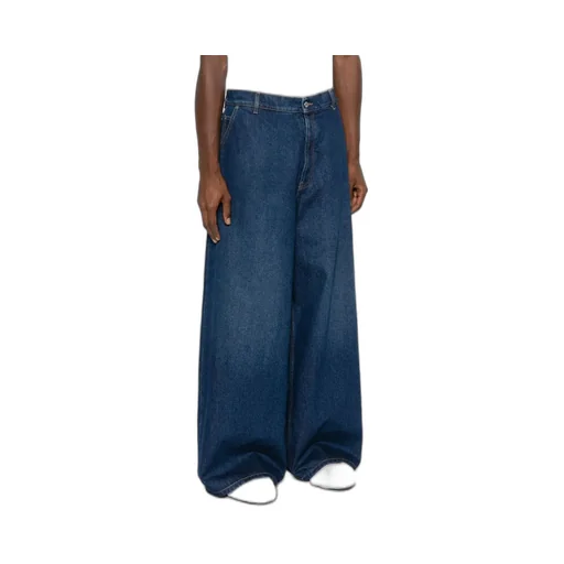 Logo Embroidered Wide Leg Jeans