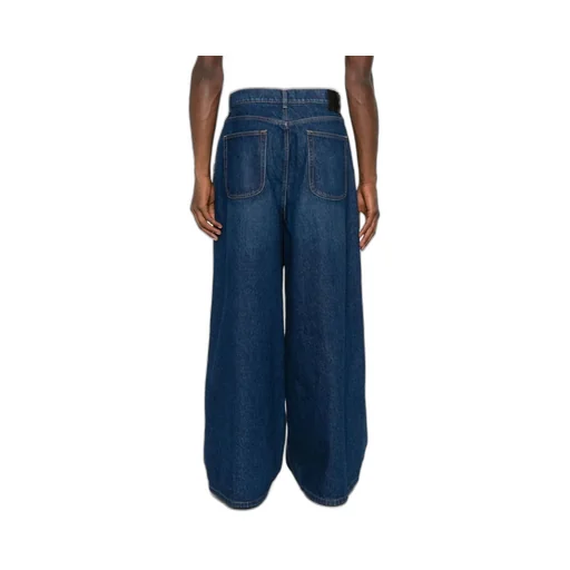Logo Embroidered Wide Leg Jeans