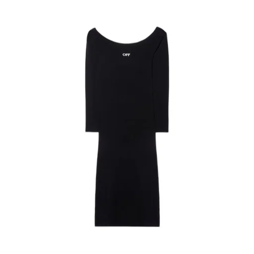 Off Stamp Off-Shoulder Long-Sleeved Dress