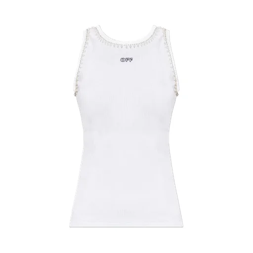 Embellished Sleeveless Ribbed Top
