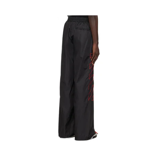 Diag-Stripe Embroidered Straight Leg Pants