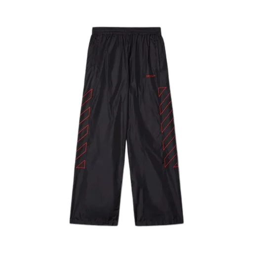 Diag-Stripe Embroidered Straight Leg Pants