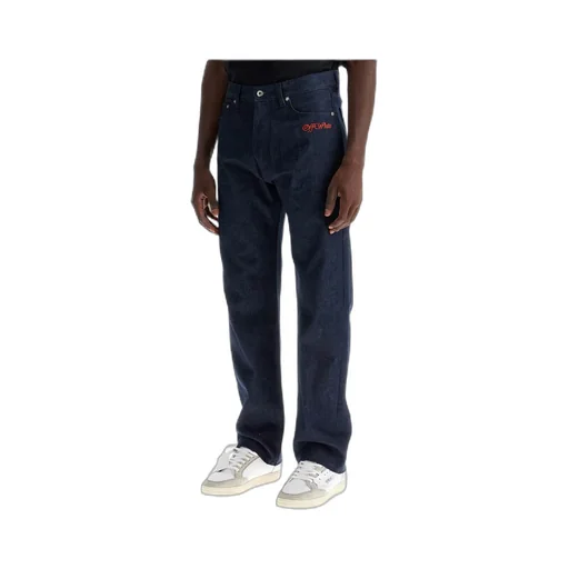 Logo Embroidered Straight Leg Jeans