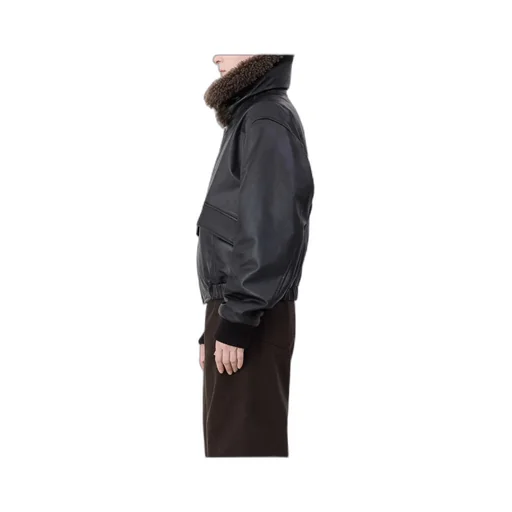 Relaxed Fit Leather Blouson