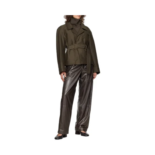Pleat Detailed Belted Straight Leg Pants