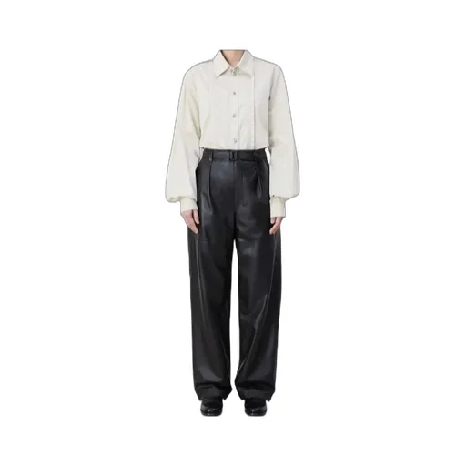 Pleat Detailed Belted Straight Leg Pants