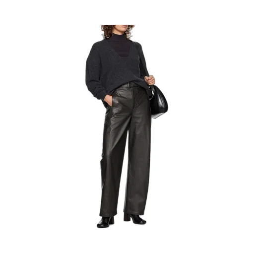 Curved Leg Leather Pants