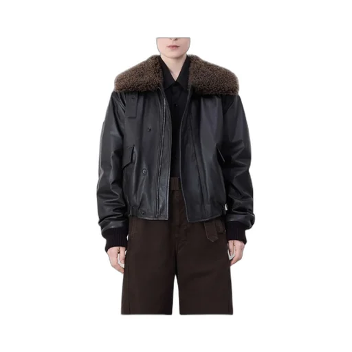 Relaxed Fit Leather Blouson