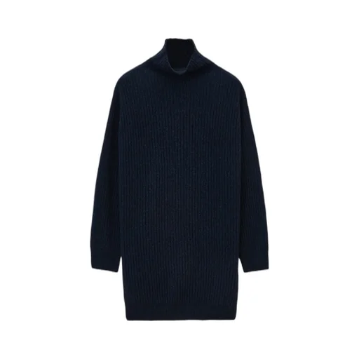 High-Neck Chunky Knitted Midi Dress