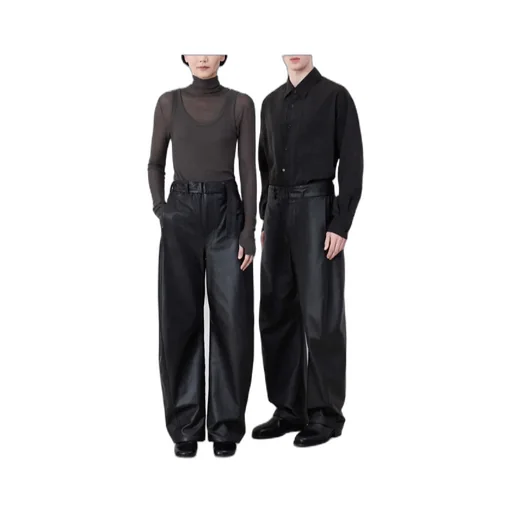 Curved Leg Leather Pants
