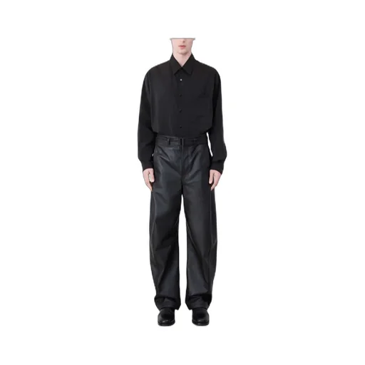 Curved Leg Leather Pants