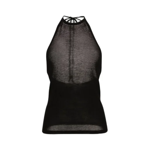 Open-Back Ribbed Halterneck Top