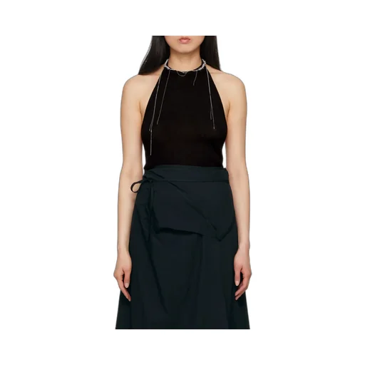 Open-Back Ribbed Halterneck Top