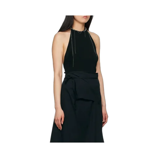 Open-Back Ribbed Halterneck Top