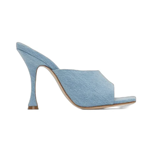 105Mm Open-Toe Denim Mules