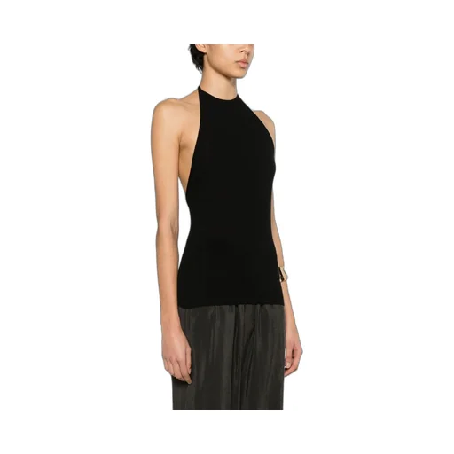 Open-Back Ribbed Halterneck Top