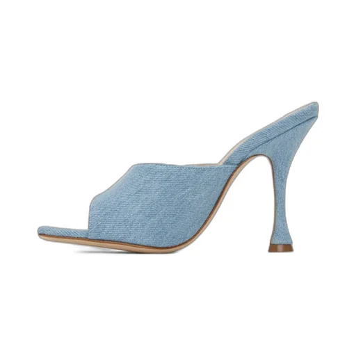105Mm Open-Toe Denim Mules