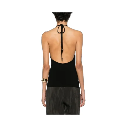Open-Back Ribbed Halterneck Top