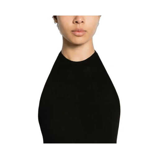Open-Back Ribbed Halterneck Top