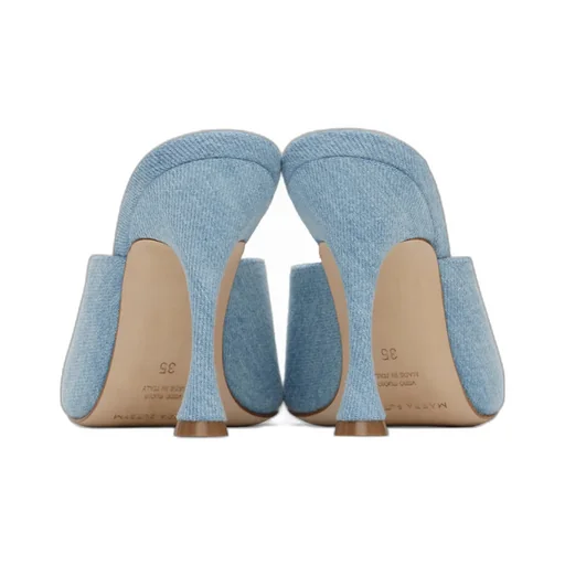 105Mm Open-Toe Denim Mules