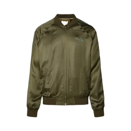 Logo Embroidered Zipper Casual Jacket