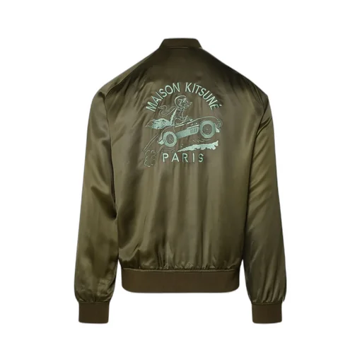 Logo Embroidered Zipper Casual Jacket